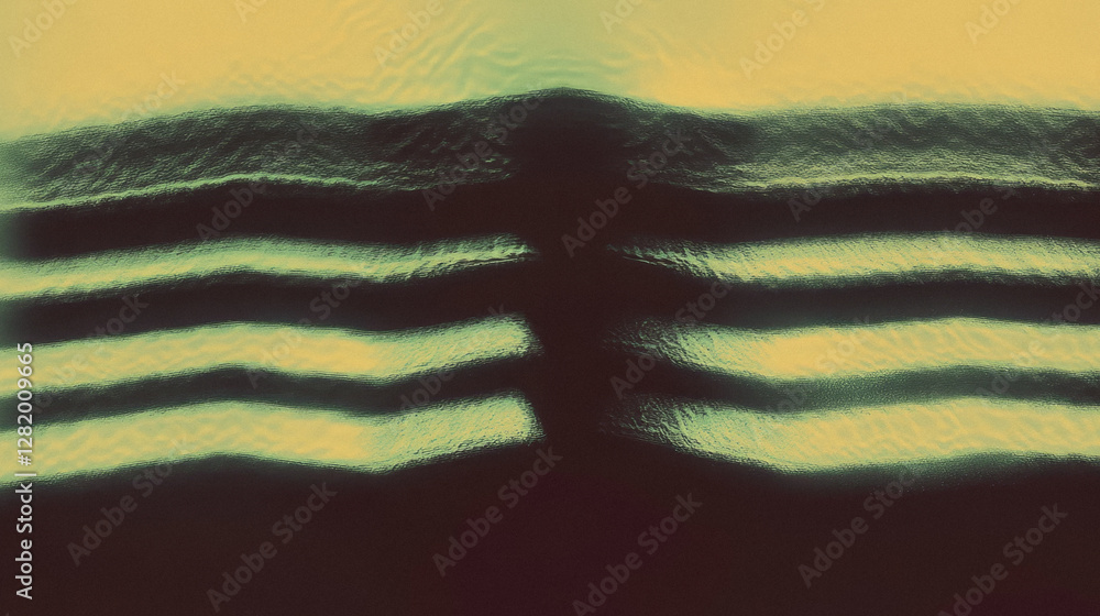 Poster abstract rippled pattern with bold symmetrical lines and vibrant colors