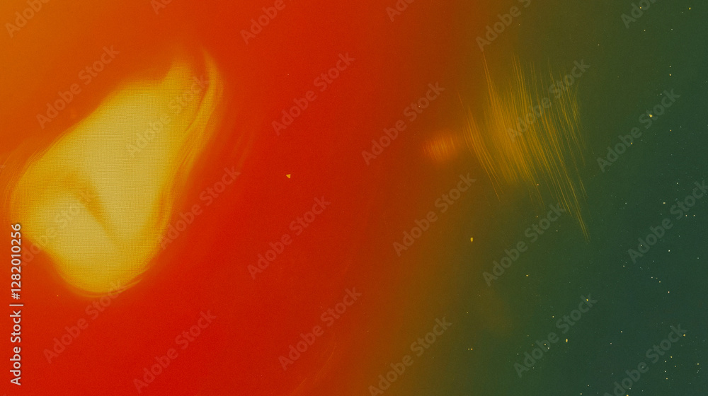 Poster abstract colorful fluid art with orange and green swirls creating a dreamy effect