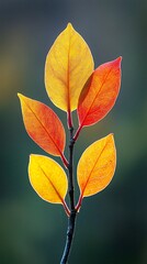 Naklejka premium Autumn leaves vibrant colors branch outdoor