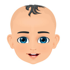 small and smiling baby boy head