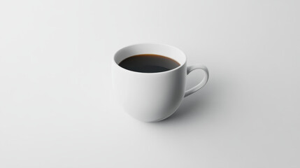 Obraz premium Simple White Cup with Black Coffee on Minimalist Surface