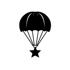 Black Parachute Descending to a Star Below