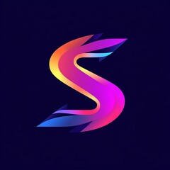 Elegant letter S logo featuring gradient on dark surface