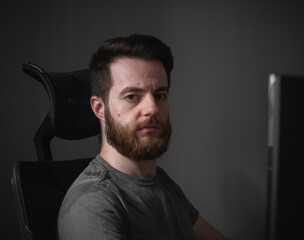 portrait of an white male man with long beard