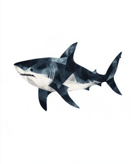 Obraz premium Polygonal Shark Illustration in Monochrome Art Style