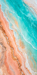 Fototapeta premium Abstract Natural Marble Texture With Vibrant Blue And Peach Tones. Elegant Mineral Pattern With Gold Accents Creating A Luxurious And Modern Aesthetic. Ideal For Interiors, Branding, And Fashion