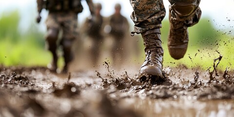 soldiers running obstacle course 