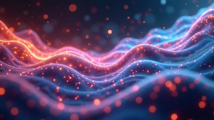 Wall murals A surreal blend of vibrant fractal waves and glowing energy fields, particles suspended in a constant state of flux, luminous trails intertwining, embodying the paradoxical uncertainty.