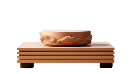 Beige Display Platform Desert Sand Dune Mockup, Minimalist 3D Design for Product Themes, isolated on transparent background.