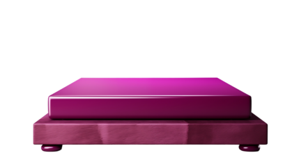 Purple Display Stand Modern Showcase Platform, 3D Podium for Elegant Product Themes, isolated on transparent background.