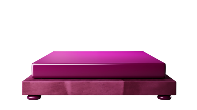 Purple Display Stand Modern Showcase Platform, 3D Podium for Elegant Product Themes, isolated on transparent background.