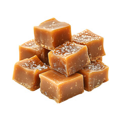 Caramel Toffee Bites Pile of Caramel Fudges Isolated on Transparent Background