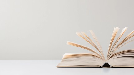 Open book on a clean table with pages fanned out, inviting reading and exploration of new ideas
