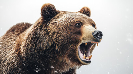 Dynamic artistic digital painting of a roaring grizzly bear with splattered brush strokes

