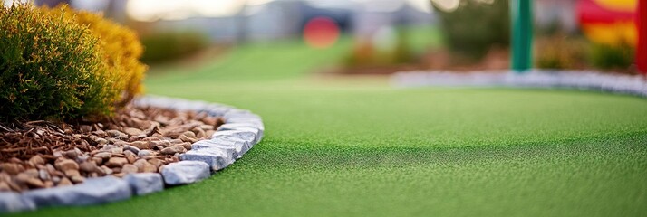 miniature golf course for putting with obstacles at family fun park