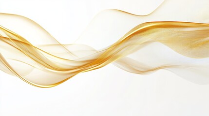 Abstract golden waves flowing on a white background