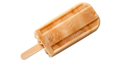 Creamy Caramel Ice Pop Sweet Summer Treat, Refreshing Frozen Dessert for Food Themes, isolated on transparent background.