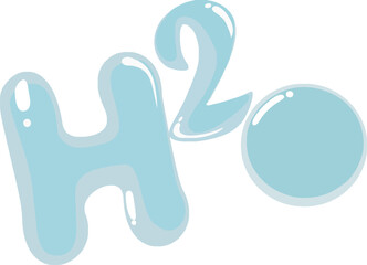 Editable blue h20 graphic vector font typography with transparent background