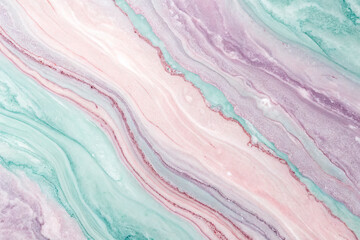 Soft Pastel Marble Texture With Mint, Lavender, And Pink Swirls. Elegant And Delicate Abstract Background For Interior Design, Branding, And Fashion. Luxurious, Smooth, And Aesthetic Decorative Patter