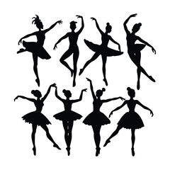 eight realistic ballet dancer silhouettes
