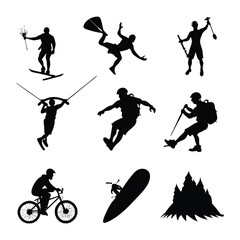 silhouette of a skier bundle set