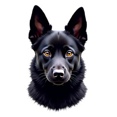 Schipperke dog portrait isolated on white. Digital art illustration of hand drawn web, t-shirt 