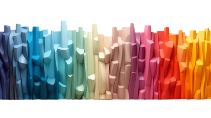 Rainbow Gradient Blocks Abstract Modern Art, Colorful Wall Decor for Stylish Interiors, isolated on transparent background.