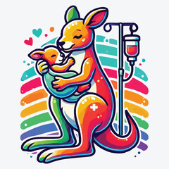 Mothers Day Kangaroo care stock illustration