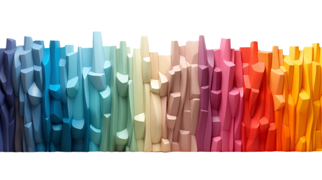 Rainbow Gradient Blocks Abstract Modern Art, Colorful Wall Decor for Stylish Interiors, isolated on transparent background.