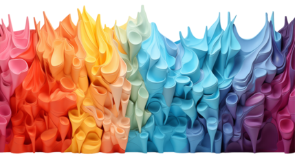 Rainbow 3D Paper Art Abstract Background Design, Modern Texture for Creative Displays, isolated on transparent background.