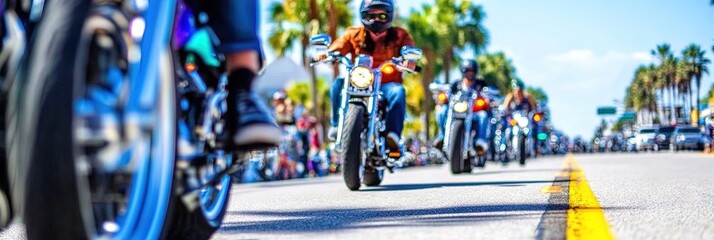 Fototapeta premium motorcycle rally in Florida with bikers gathering to celebrate 