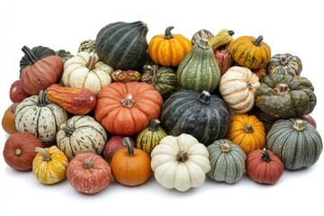 A Colorful Collection Of Autumn Pumpkins And Gourds