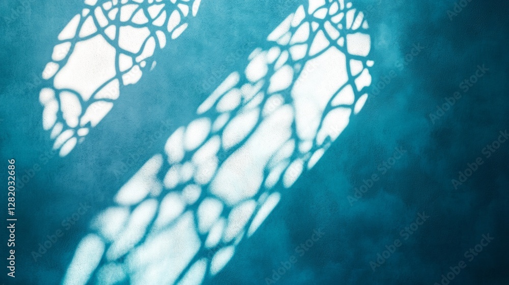 Poster delicate patterns ripple across a soothing light blue backdrop, forming abstract shapes that evoke a