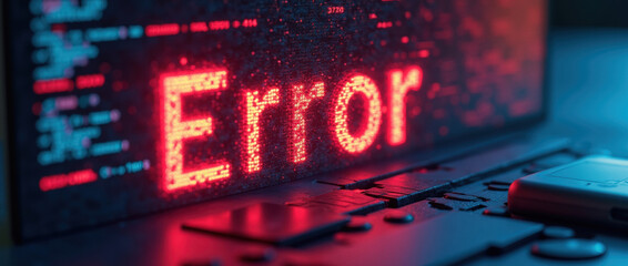 Error Message Displayed on a Laptop Screen at Night
