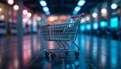 Blank shopping cart with no items, ideal for digital retail branding or e-commerce product visuals