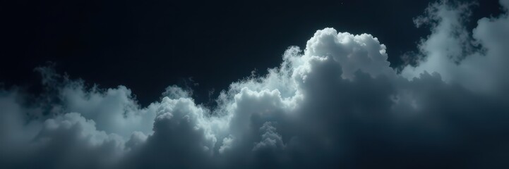 Ghostly grey fog drifts on a pitch black backdrop, forming amorphous clouds , background, smoke