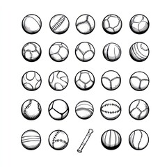 Fototapeta premium Collection of Various Sports Balls and a Bat