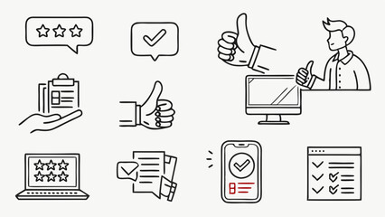 Fototapeta premium Thumb up and like gesture editable stroke outline icons set isolated on white background flat vector illustration. Pixel perfect. 64 x 64