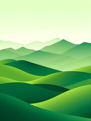 Obraz premium Abstract green landscape wallpaper background illustration design with hills and mountains