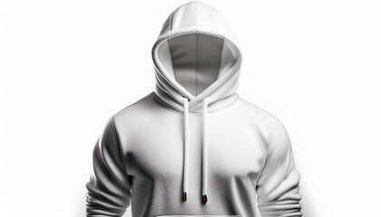 Obraz premium plain white oversized hoodie mockup isolated on a white background front view blank hoodie template with empty copy space for design and logo