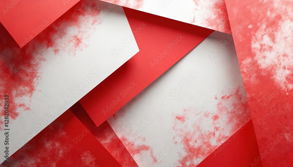Poster red and white geometric abstract background. modern 3d render illustration with layered shapes creat