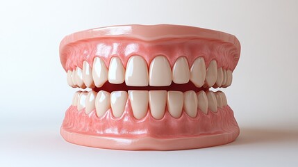 Obraz premium Displayed on a white background, the dental prosthesis highlights its intricate design and skilled craftsmanship