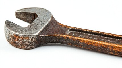 Rusty adjustable wrench on white background (2)