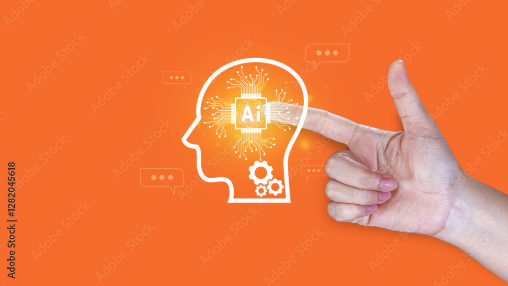 Aufkleber ai tech, virtual graphic global internet connect with ai, artificial intelligence, using command pro