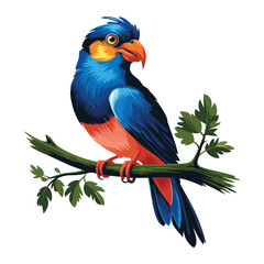 Ector portrait of an unmatched pet parakeet with fresh, bold colors and a clean, vibrant design on