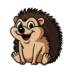 A vector illustration of a lively pet hedgehog with big, bold colors. The hedgehog is sitting upright