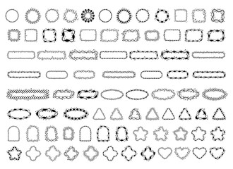 Black ornate line and stars geometry frame set. Vector illustration.