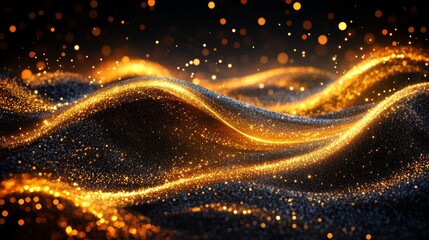 Luminescent specks illuminate a dark canvas, creating a celestial scene reminiscent of a distant night-time galaxy