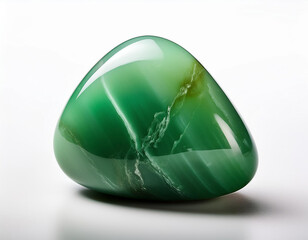 green jade stone displayed on a white background