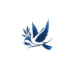 Blue Dove Soaring With Olive Branch Of Peace